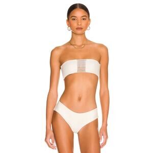 MIKOH Sunset 2 Bandeau Bikini Top in Ecru Size XL